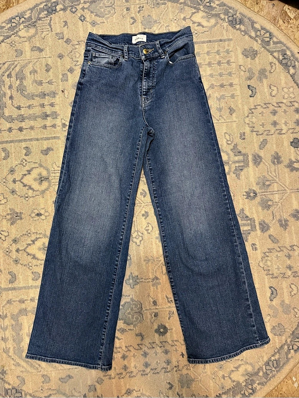 FRAME Le Slim High Waist Wide Leg Palazzo Jeans Wide Leg Jeans in Blue Waist 27